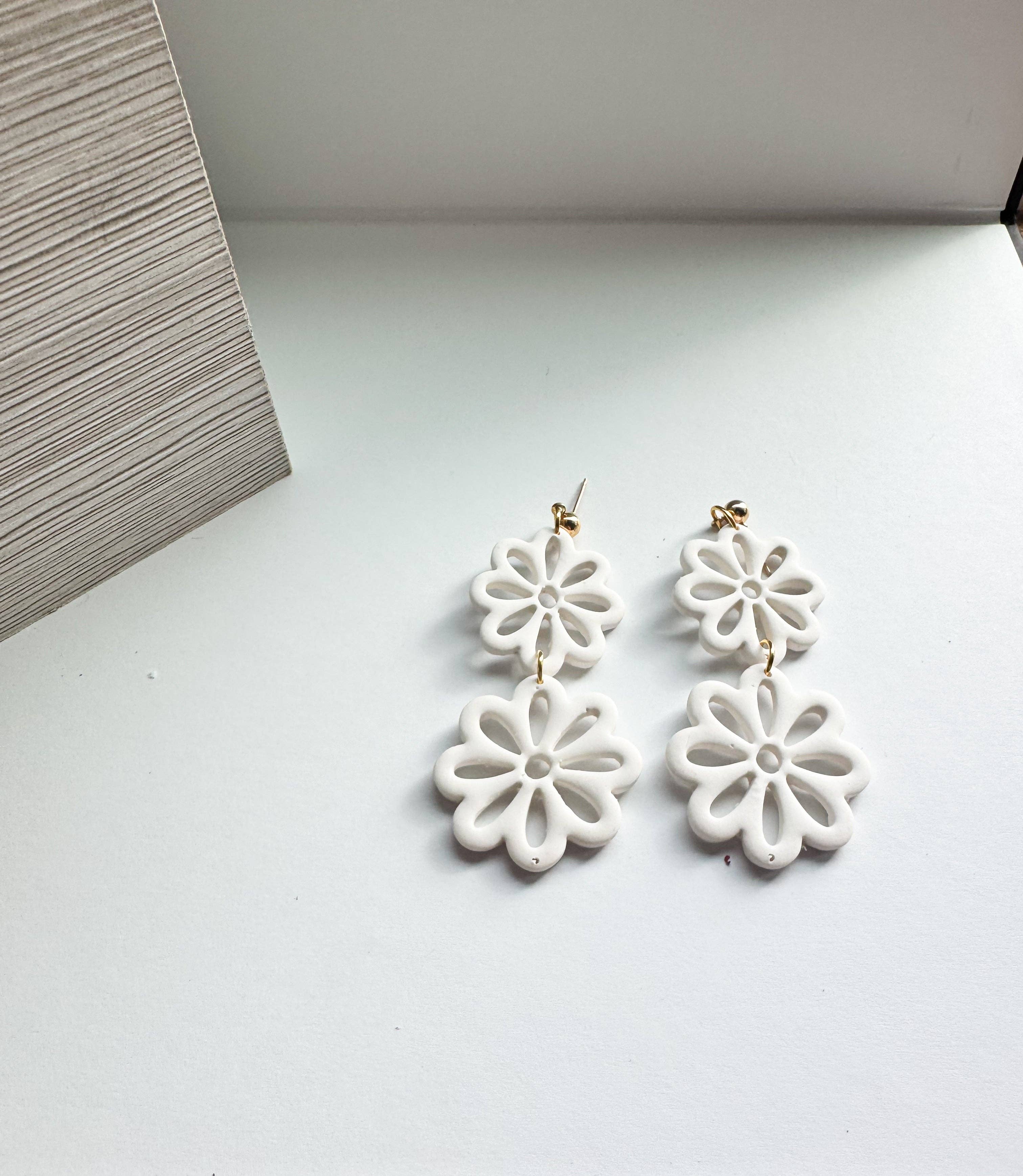 Mountain Made Clay - Handmade Polymer Clay Earrings - Wholesale Dangle Earrings - Sweet Bloom: Layered Floral Dangles3