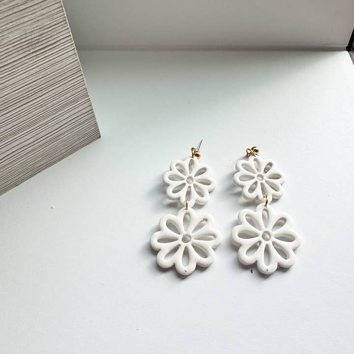 Mountain Made Clay - Handmade Polymer Clay Earrings - Wholesale Dangle Earrings - Sweet Bloom: Layered Floral Dangles3