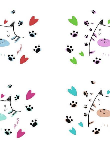 Conjunto de 4 bases de mesa plastificadas com desenho de gatinho por atacado de DB GROUP SRL