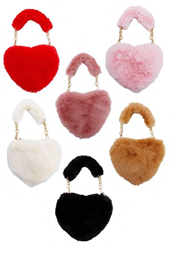 Cap Zone - Wholesale Crossbody Bag - Women's - Heart Shaped Faux Fur Bag4