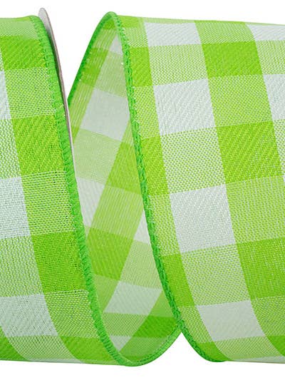 Celine Check Plaid Twill Wired Edge Lime for wholesale by Amber Marie & Company