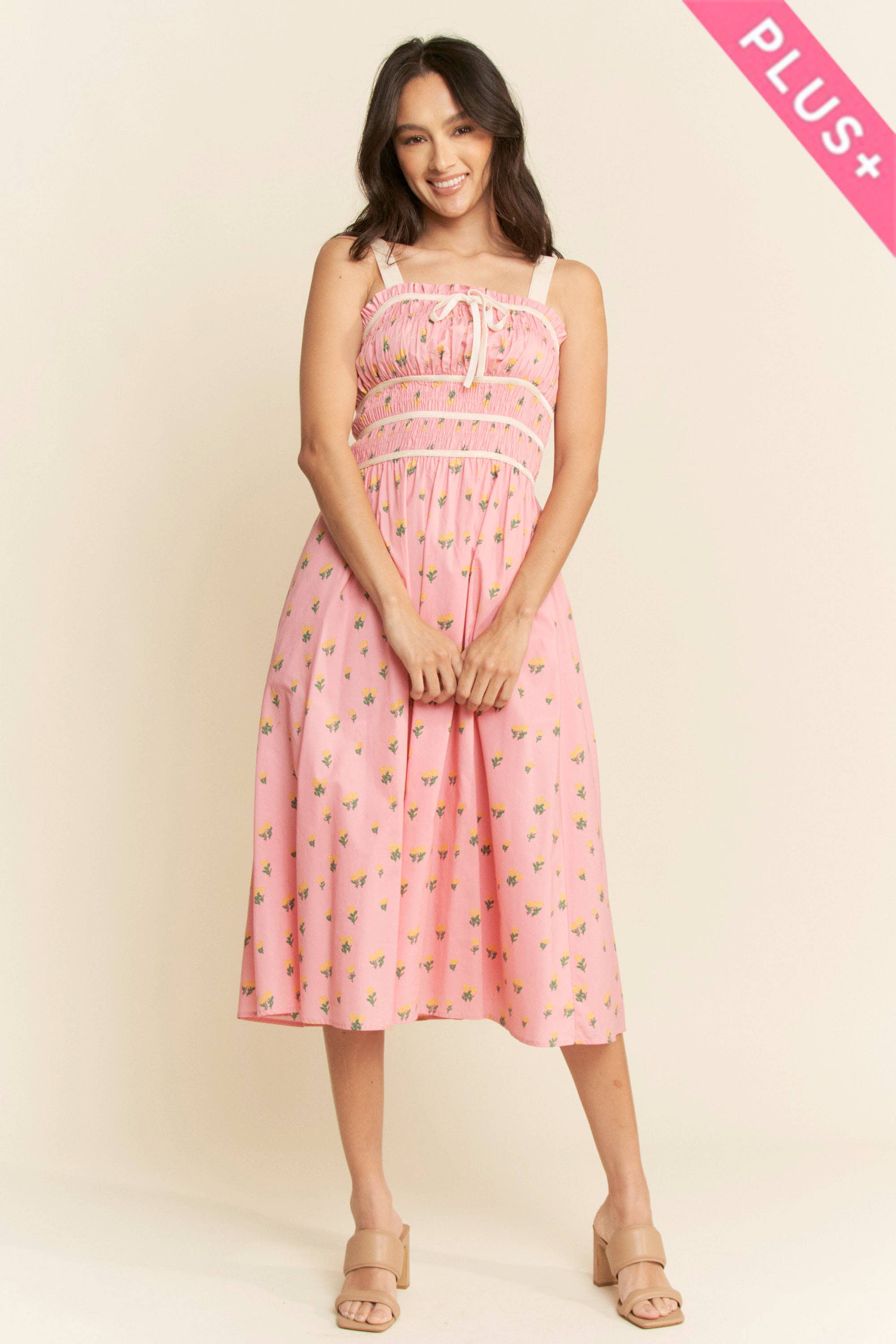 Davi & Dani - Vente Robe – femme - ROBE MIDI EN VELOURS À SMOCKING AVEC PLUS DE CONTRASTE6