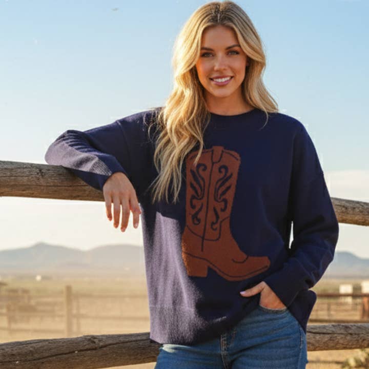 Cowboy Boot Knit Sweater and other Purchase Wholesale ladies jumpers. Free Returns & Net 60 Terms on Faire trending on Faire.