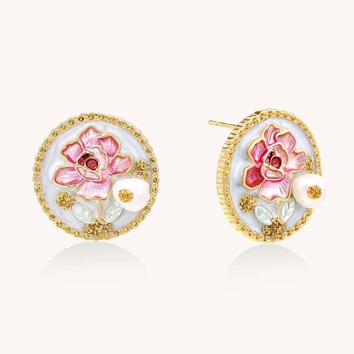 Brincos de Pérola com Lembrete de Autocompaixão em Esmalte por atacado de Branvas Jewelry