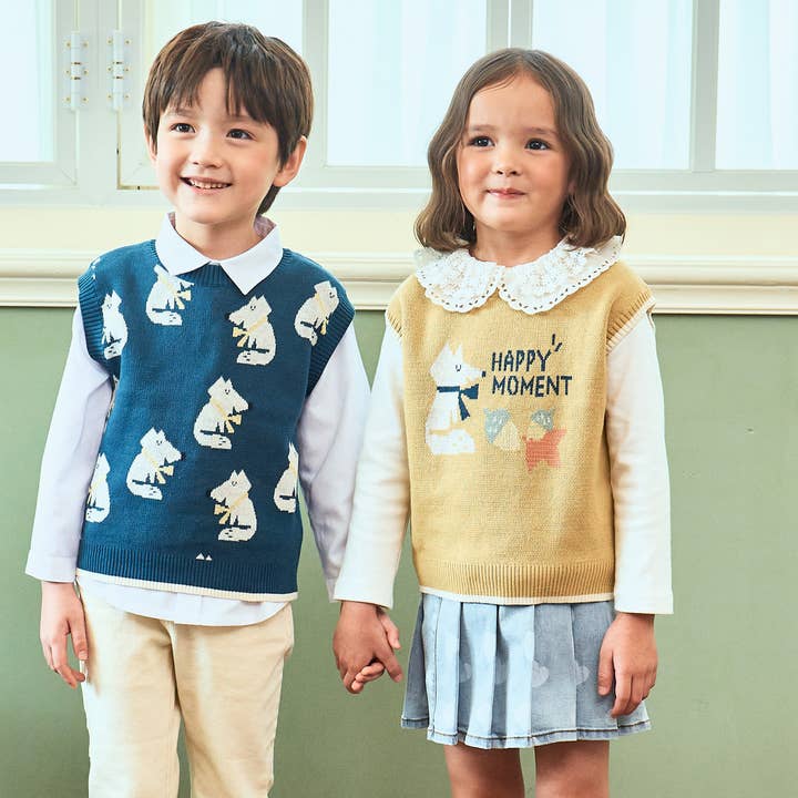 Happy Moment Round Neck Knit Vest - Beige for wholesale by ToTo Heros