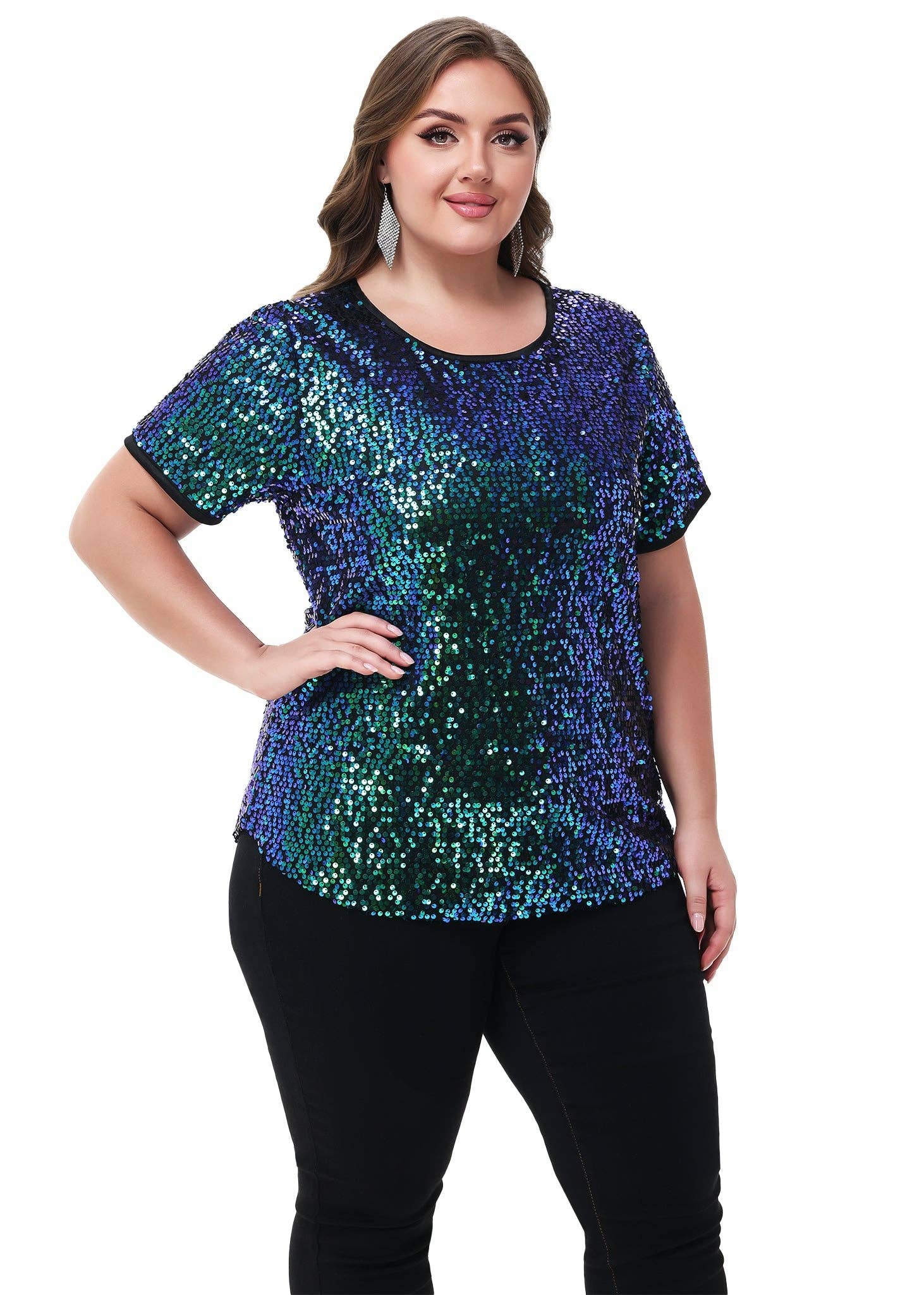 Anna Kaci Wholesale - Wholesale Blouse - Women's - Sequin Tops Plus Size Sparkle Glitter Party Blouse25