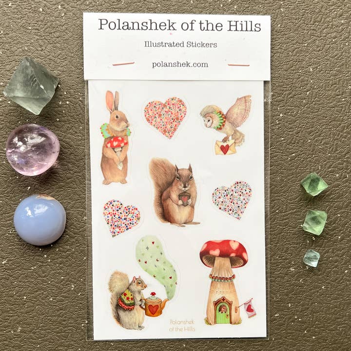 Feuille d'autocollants Lovely Messages pour la vente par Polanshek of the Hills