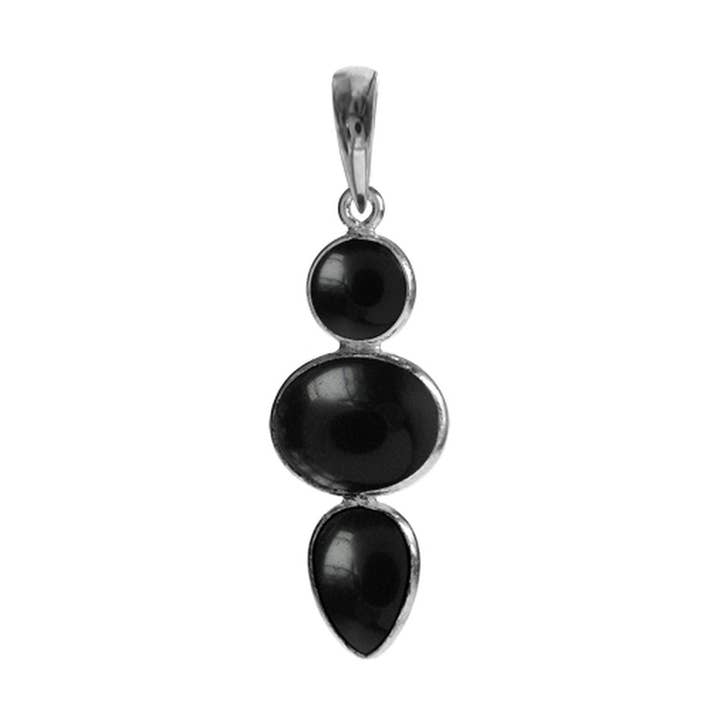 Bridget mixed shape black onyx pendant for wholesale by Kali Ma Designs - Sterling Silver Jewellery