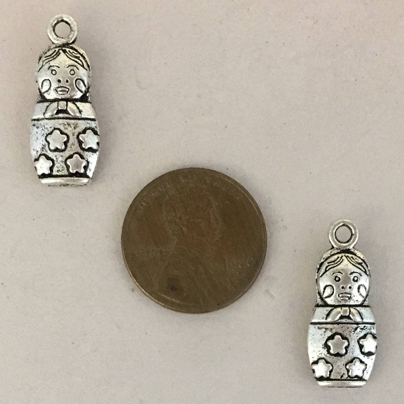 Treasure Island - Wholesale Individual Charm/Pendant - 6 Silver Russian Doll Charm Pendant by TIJC SP04214