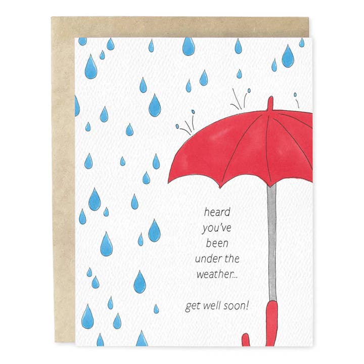 Under The Weather Umbrella Get Well Greeting Card for wholesale by Skribbles