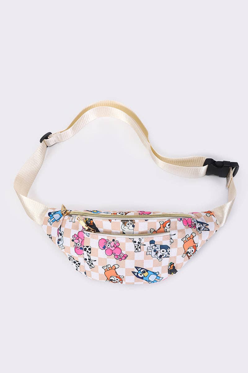 sassy kids palace - Wholesale Belt Bag - Kids - Khaki Checkered Character Fanny Pack