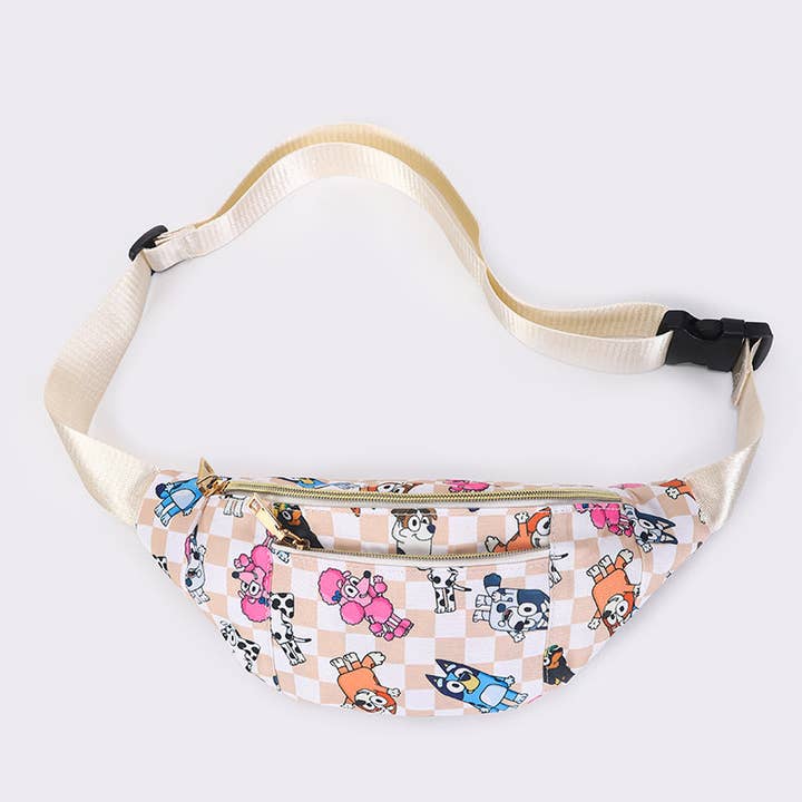 sassy kids palace - Wholesale Belt Bag - Kids - Khaki Checkered Character Fanny Pack