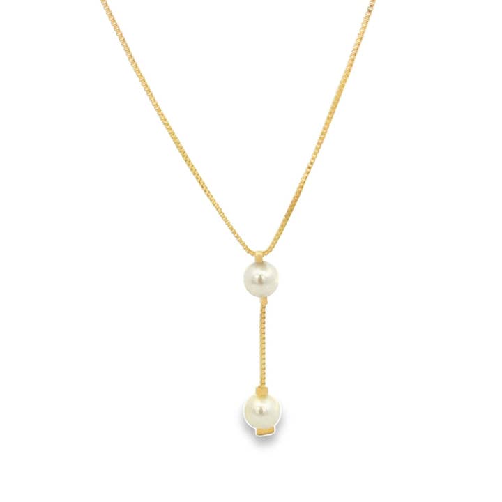 Pearl Drop Charm Box Chain (F226) for wholesale by MIA Jewelry