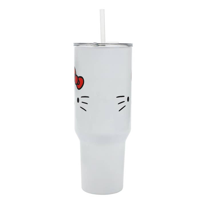 Bioworld Merchandising - Wholesale Insulated Mug/Tumbler - Hello Kitty 40 oz. Sculpted Handle Stainless Steel Tumbler4