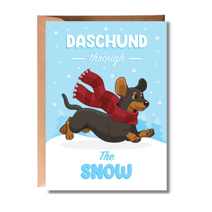 Sarah's Simulacrum - Wholesale Christmas Card - Daschund Through The Snow3