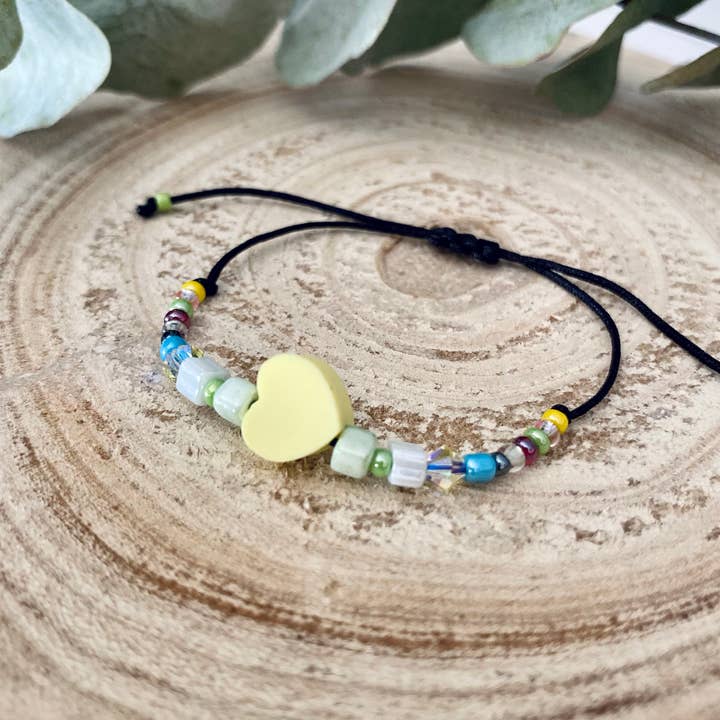 Kinderarmband gelbes Herz Swarovski-Kristallperlen für den Großhandel von Atypiquement