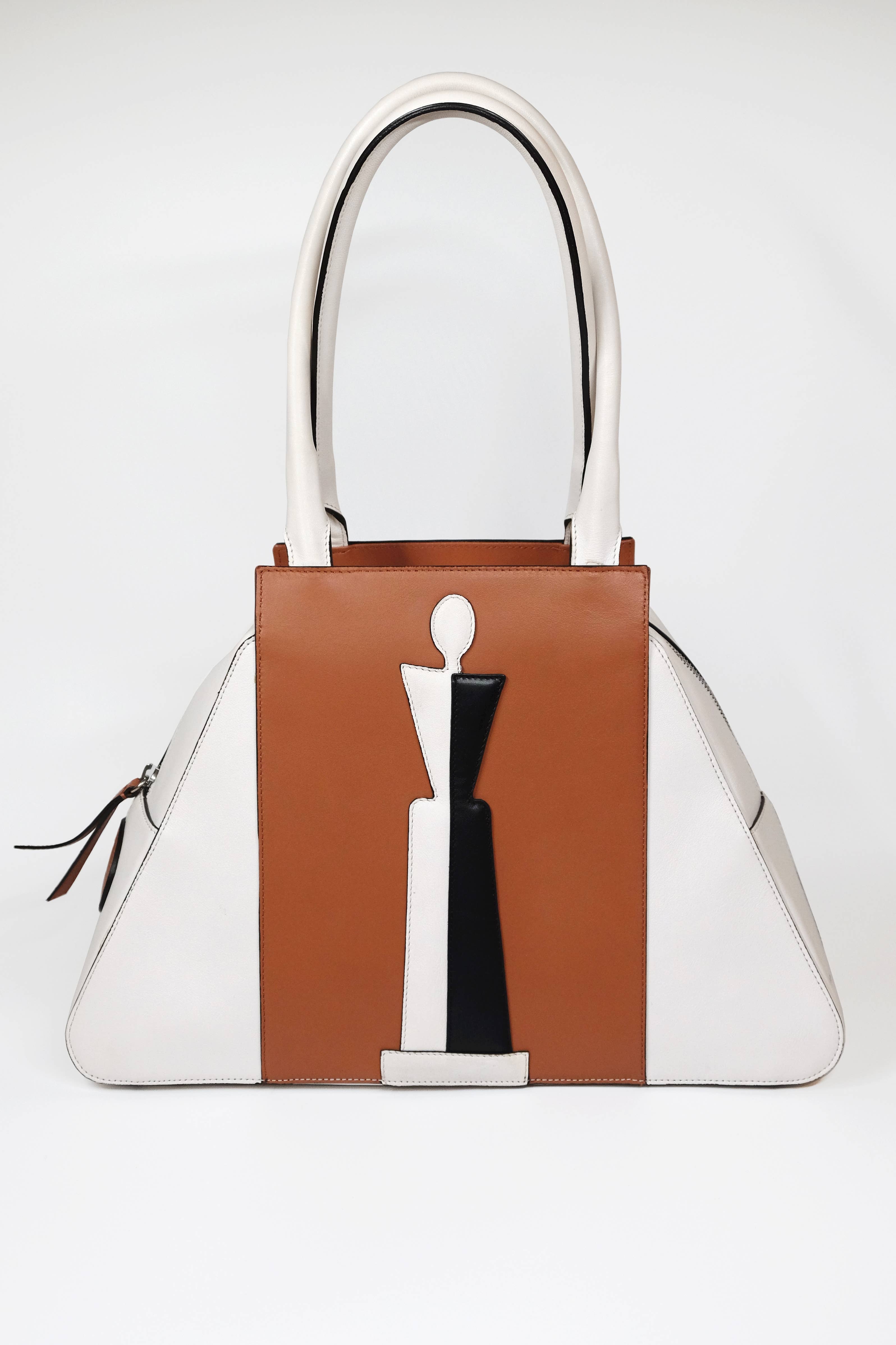 DeRosis – Großhandel Henkeltasche – Damen – ELENA Ledertasche aus glattem Kalbsleder mit Malevich-Design6