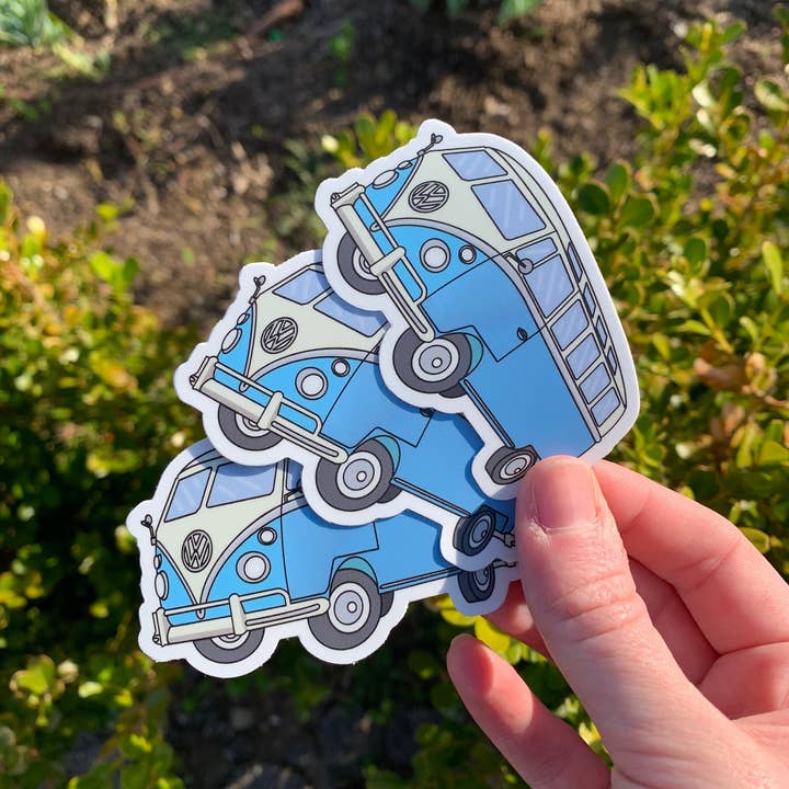 Extremely Retro - Wholesale Sticker - Vintage VW Bus Sticker in Blue - Volkswagen - Classic Vehicl1