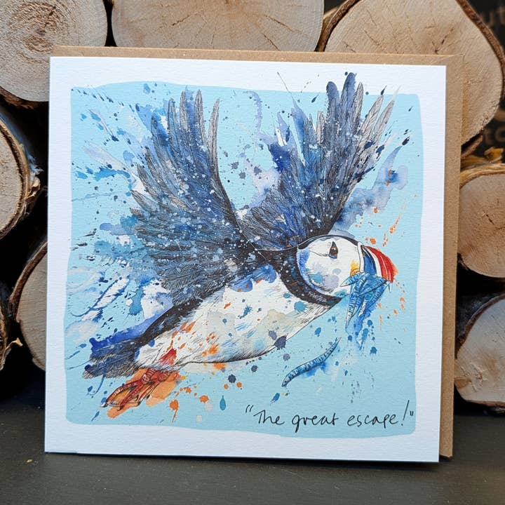Carte Puffin 'La Grande Évasion' pour la vente par Tori Ratcliffe Art