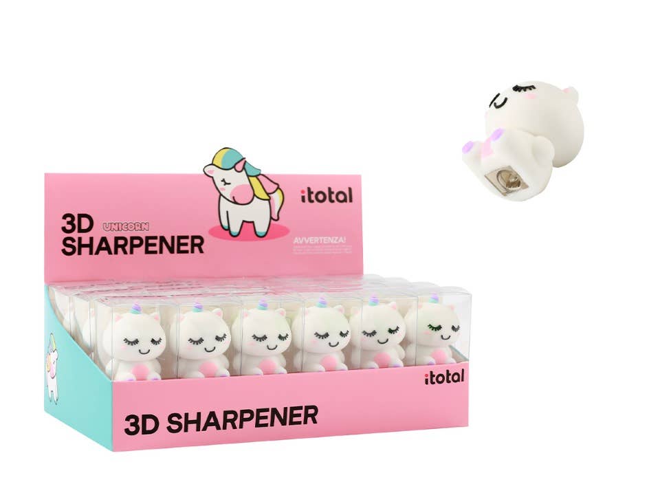 I-Total, I-Drink - Wholesale Pencil Sharpener - 3D Sharpener Unicorn Display 24 Pcs