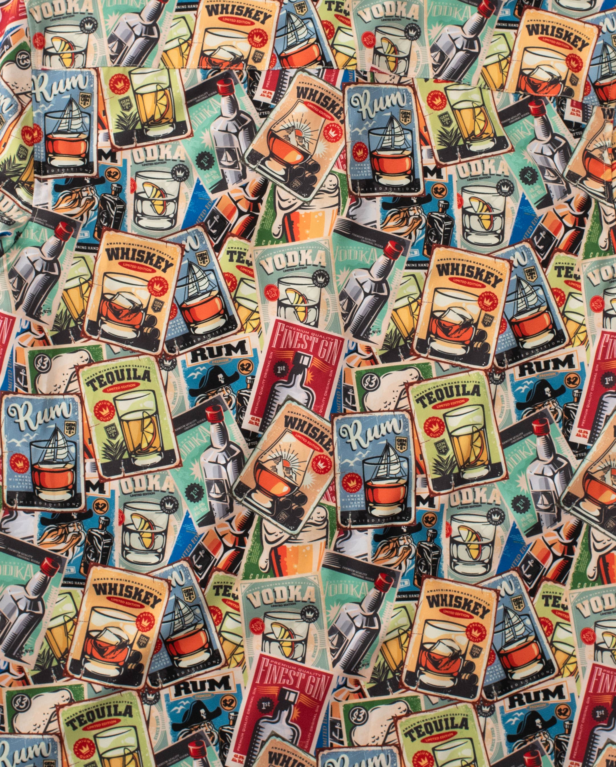 Team Cocktail - Wholesale Button Down Shirt - Unisex - Retro Liquor Cards Unisex Button Up1