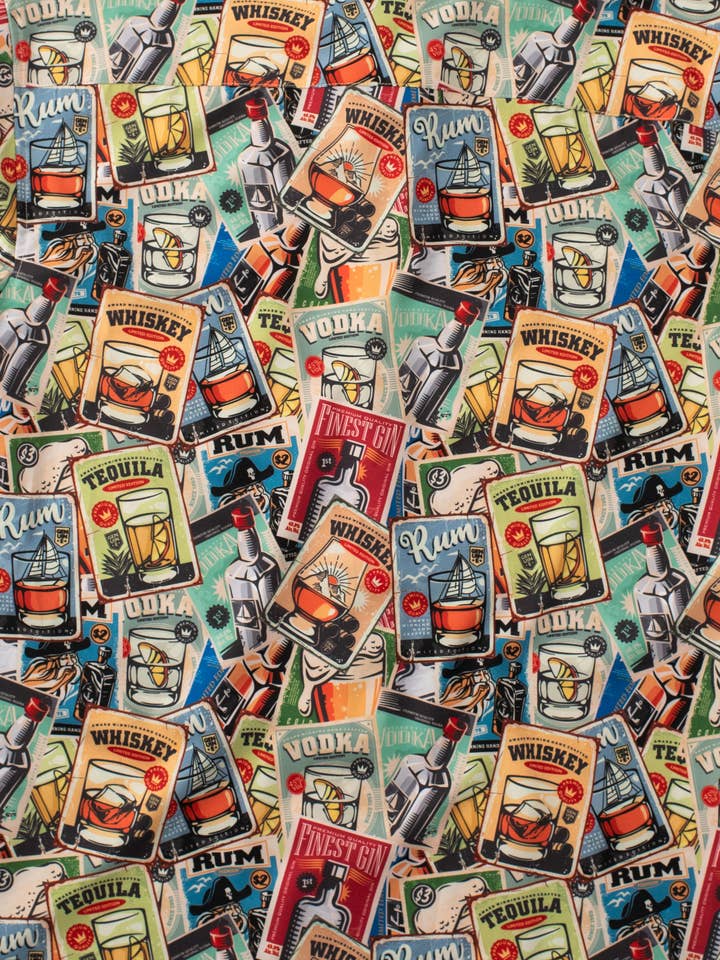 Team Cocktail - Wholesale Button Down Shirt - Unisex - Retro Liquor Cards Unisex Button Up1