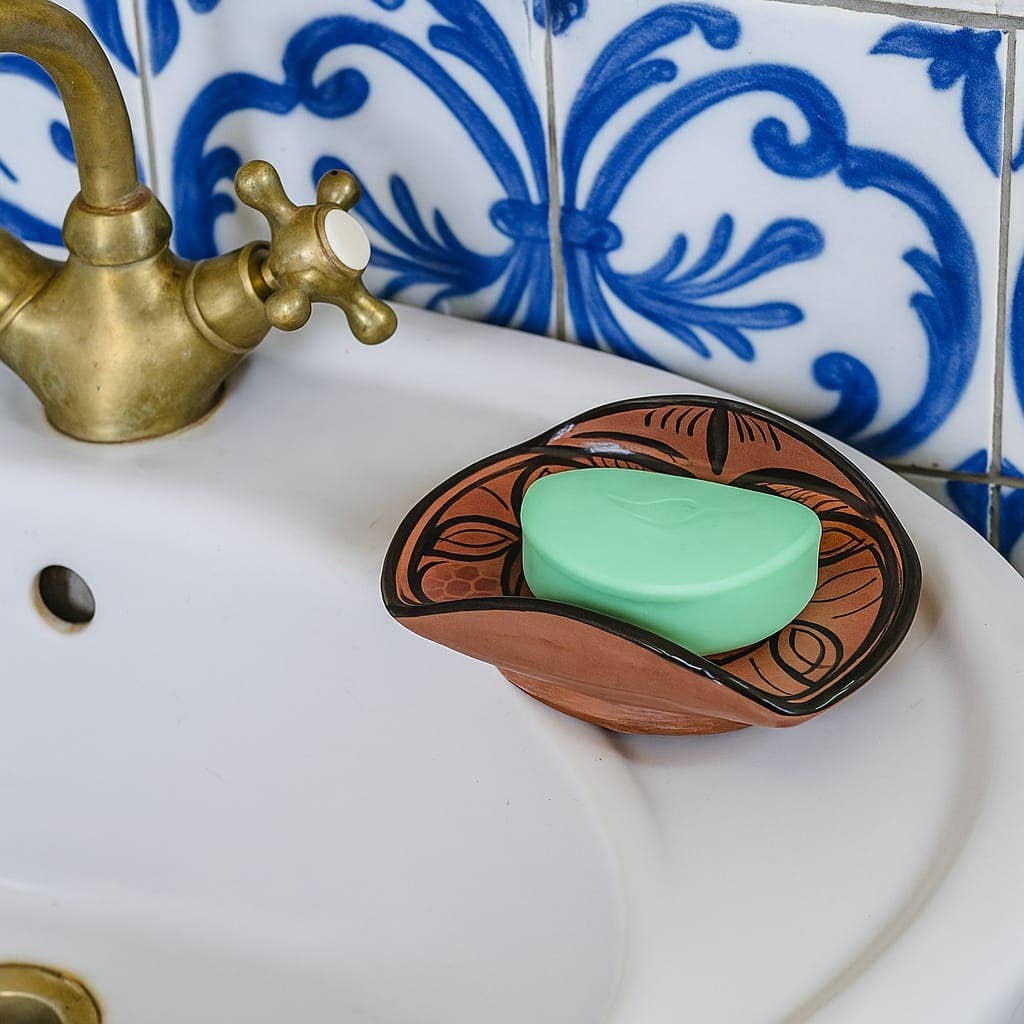 Etnico del Mondo - Vente Porte-savons de bain - Porte-Savon En Céramique Marocaine Peinte À La Main Safi#121