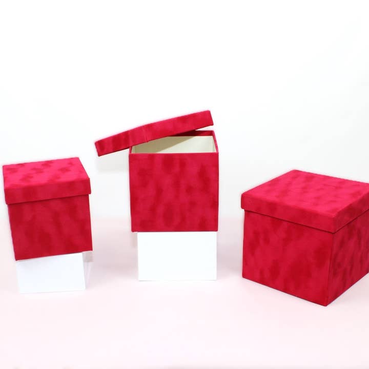 Elegant Design Supply - Wholesale Decorative Box - Velvet Cube Square Flower Hat Box with Lid10