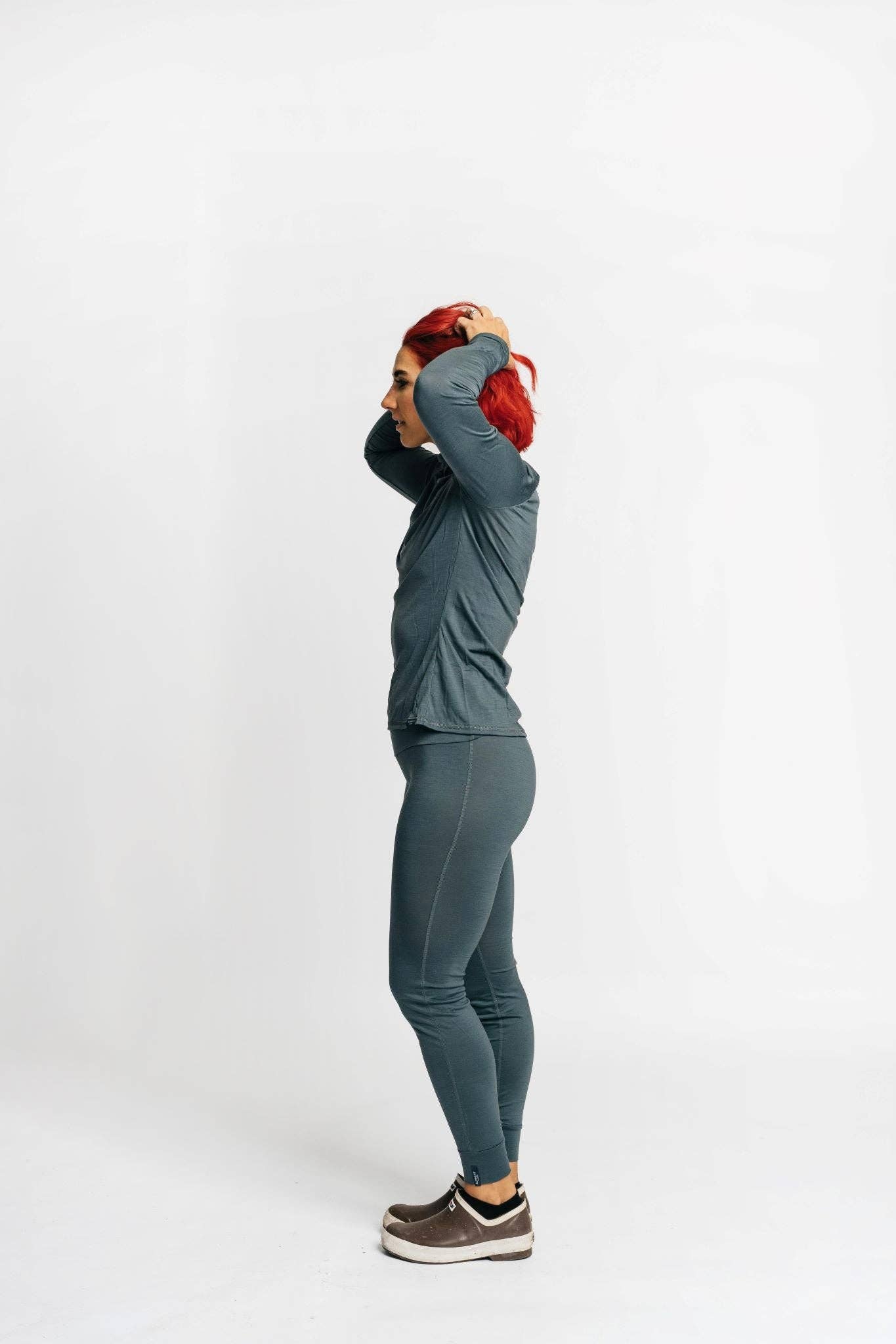 Slate Merino Wool Isostatic T-Neck Top for wholesale on Faire16