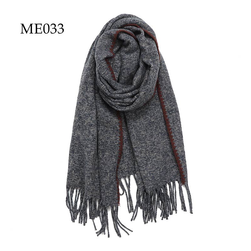 Adorro - Wholesale Scarf - Women's - Soft Crochet Trim Weaved Knit Oblong Fleece Scarf (8 colors)3