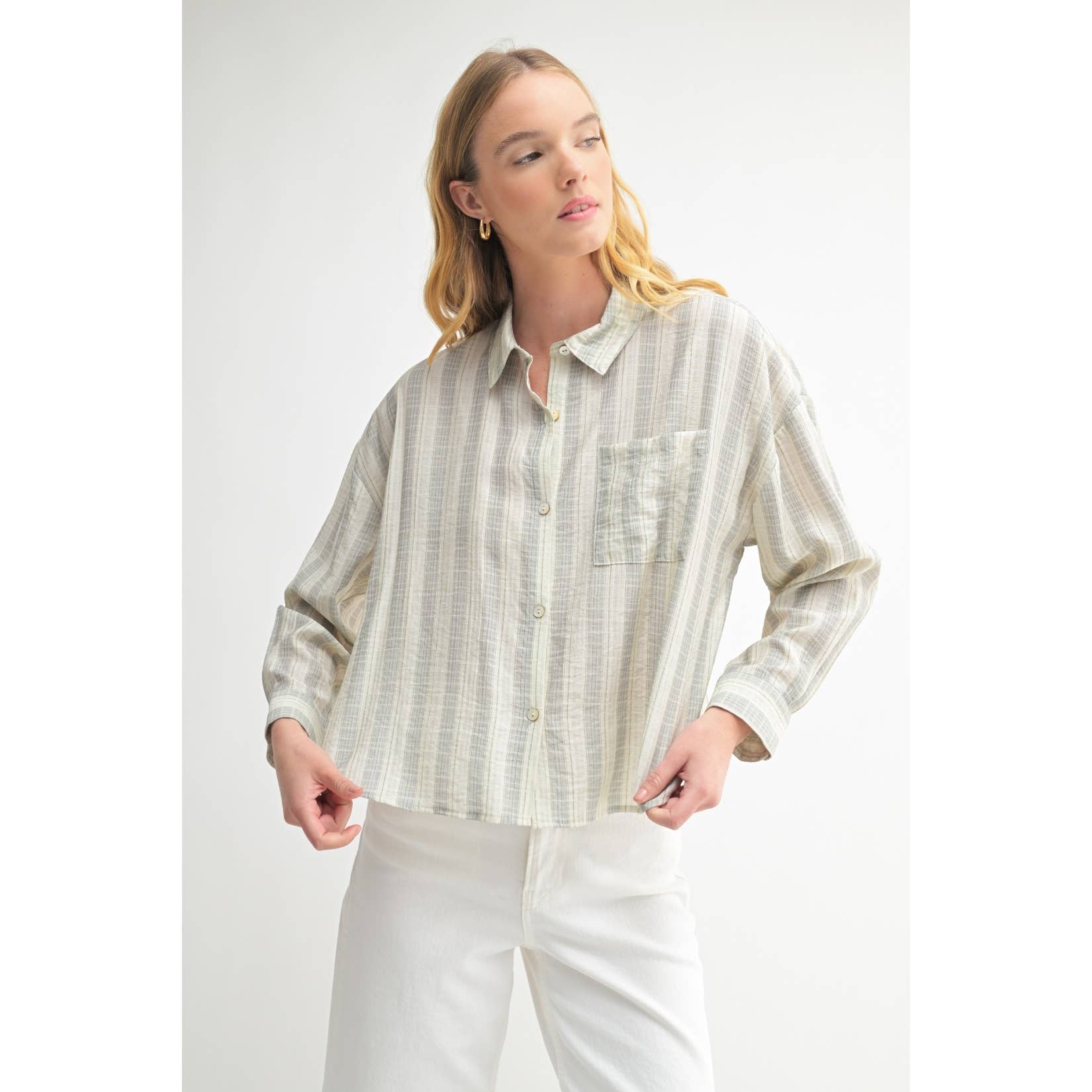 GREY MULTI STRIPE SHIRTS for wholesale on Faire1