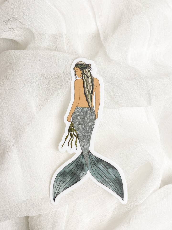 seaweed mermaid sticker for wholesale by Fiercen Designs