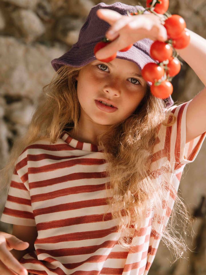 Essential Jersey Striped T-shirt in Brick Red for wholesale by Studio Bohème Paris