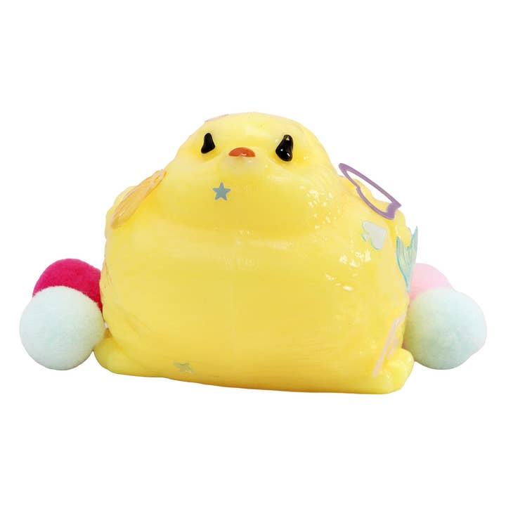 WIE GEZEIGT Küken-Glitzer-Klebrige-Mochi-Quetsch-Tasche für den Großhandel auf Faire3