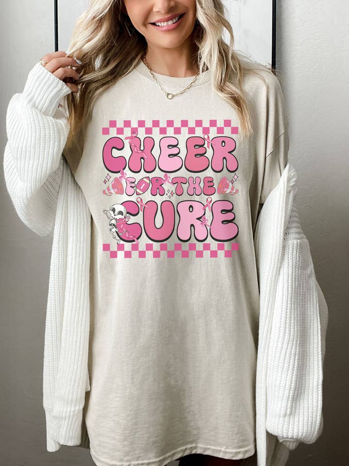 Cheer for the Cure Shirt, Breast Cancer Awareness Football for wholesale by SONDO DESIGN LTD