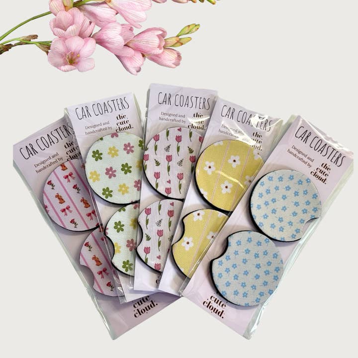 Porta-copos para carro coloridos 12 padrões diferentes 2 peças neoprene por atacado de the cute cloud