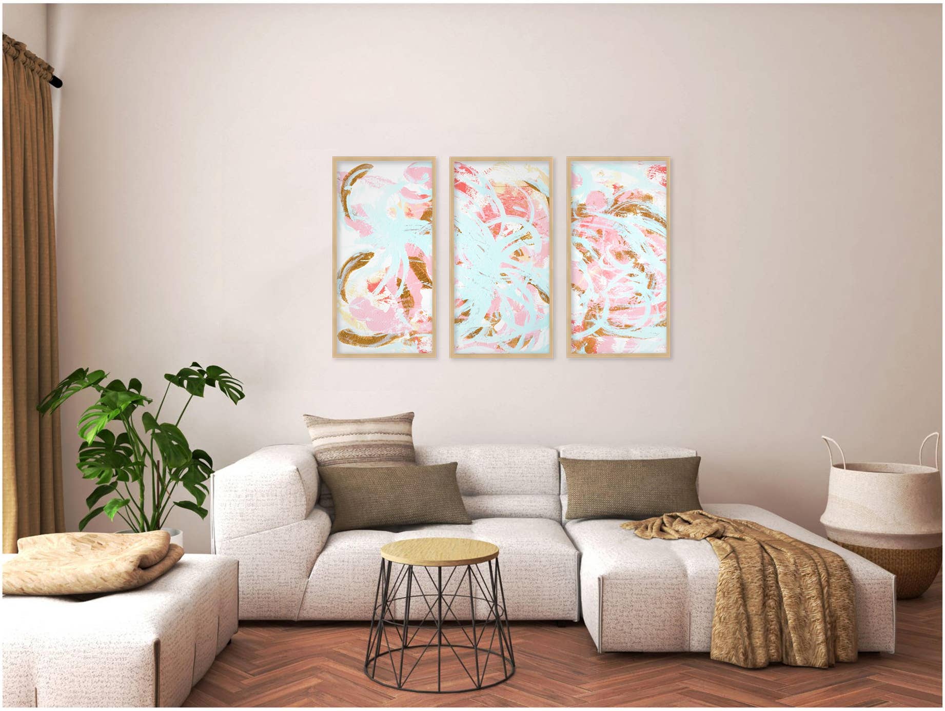 Ready2hangart, Inc. - Wholesale Wall Art Set - "Grande Jete"Set of Three Framed Textured Wall Art1