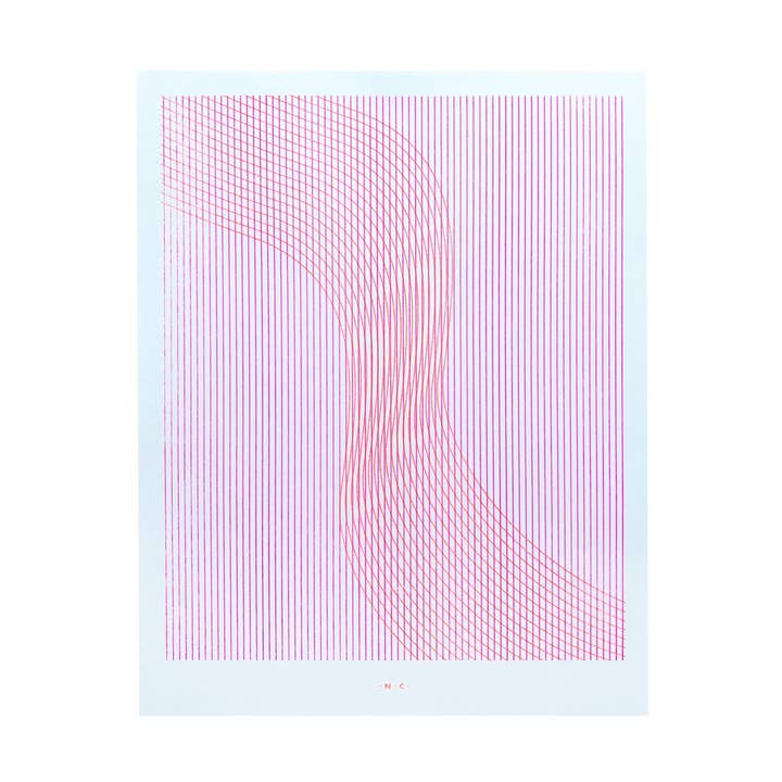 Moiré Lines, orange - Impression artistique risographique pour la vente par Next Chapter Studio