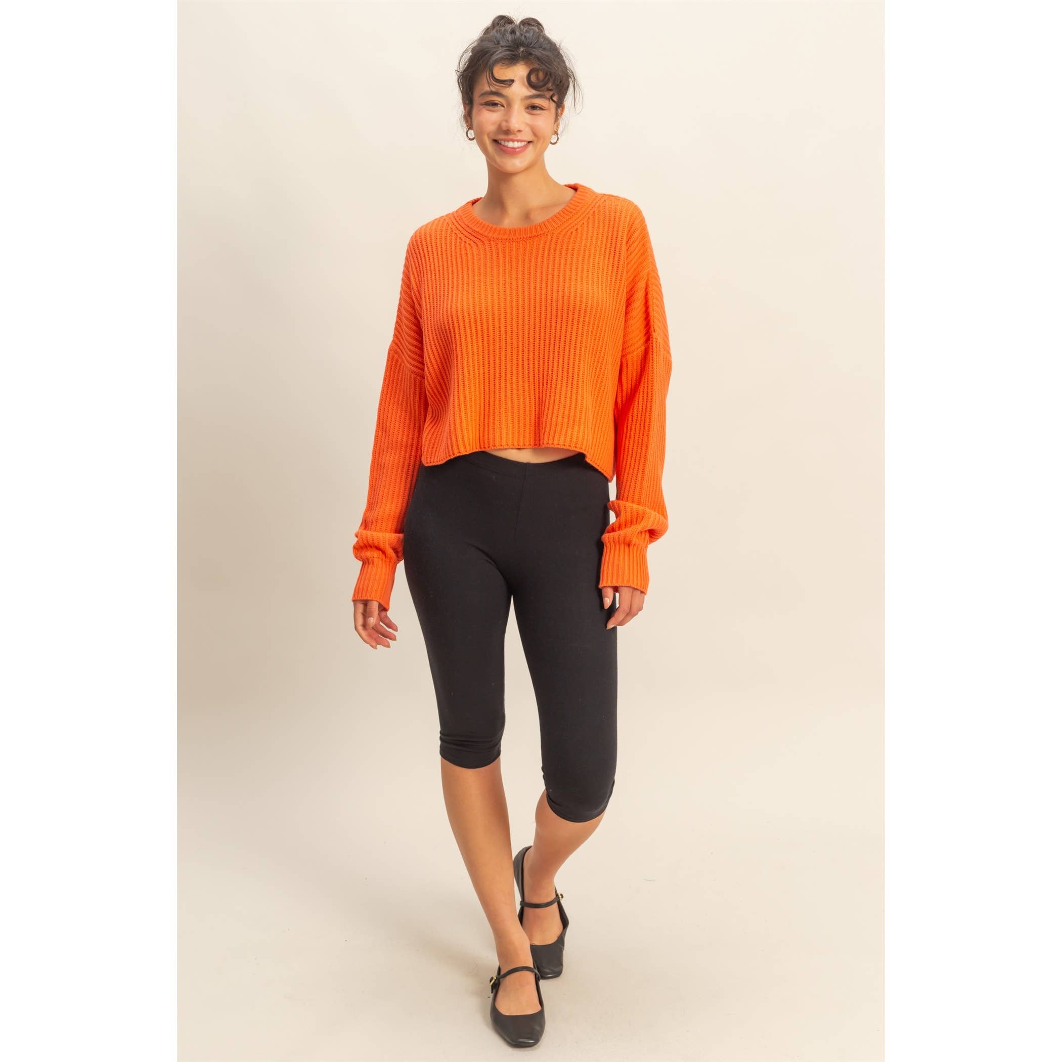 Double Zero - Wholesale Knit Sweater - Women's - Cropped Knit Sweater With Crew Neck2