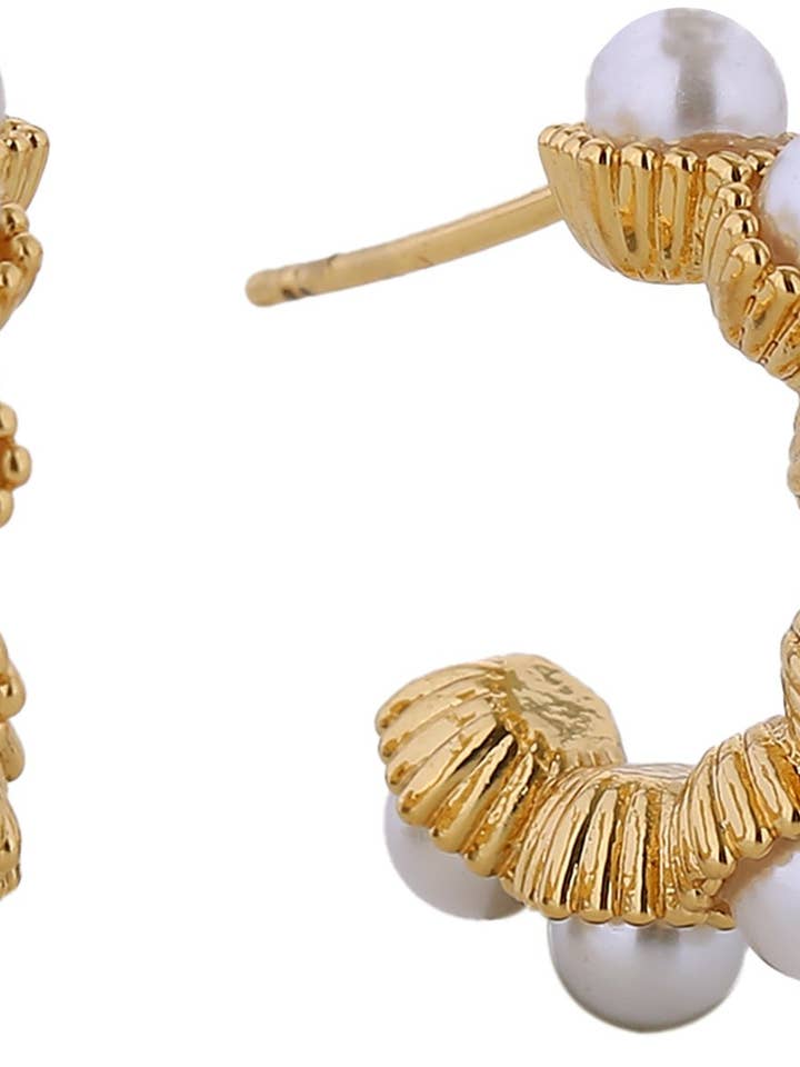 SJE310774 14K Pearl Decor Post Earrings for wholesale by MiMi Wholesale