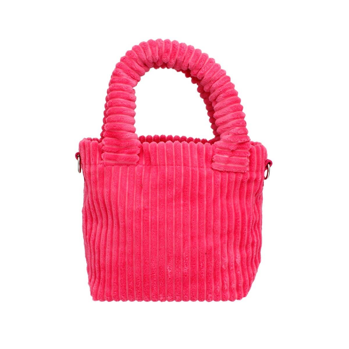 AKA Pink Corduroy Small Tote Green Strap Handbag for wholesale on Faire2