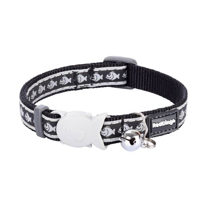 Collier réfléchissant pour chat, poisson, noir, 12 mm pour la vente par Red Dingo Australia