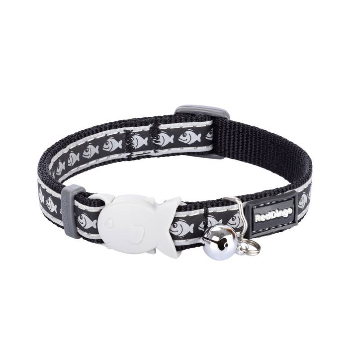 Cat Collar Reflective Fish Black 12mm for wholesale by Red Dingo Australia
