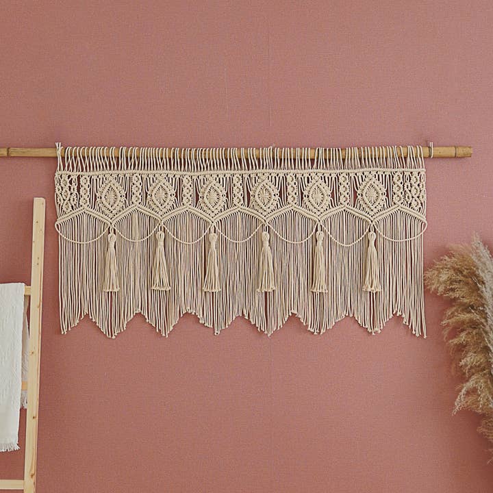 BeanDaikon - Wholesale Valance - Macrame Tassel Window Valance Curtain C135