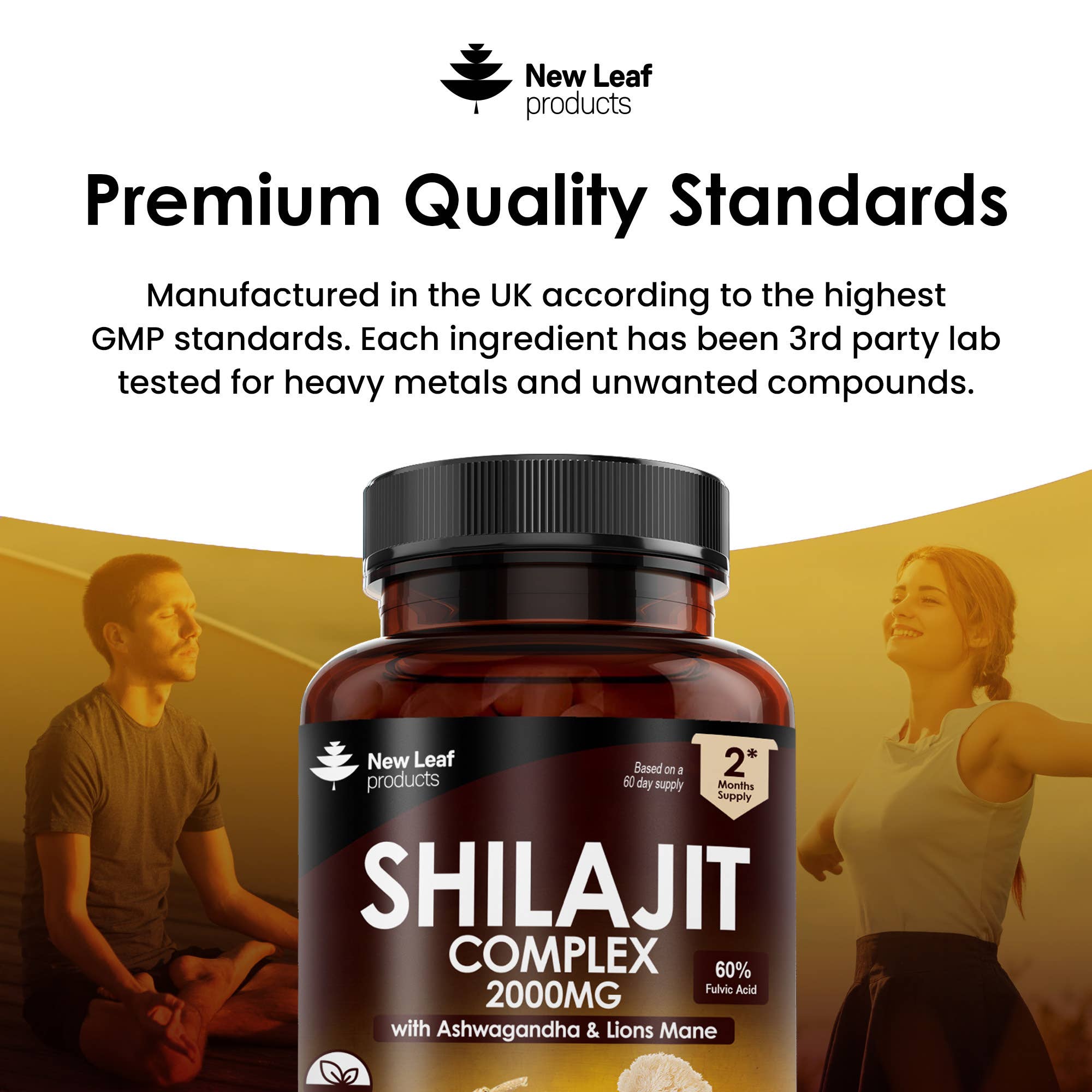New Leaf products Ltd – wholesale Oral supplement/vitamin – Shilajit Complex + Ashwagandha & Lions Mane 2000mg Capsules4