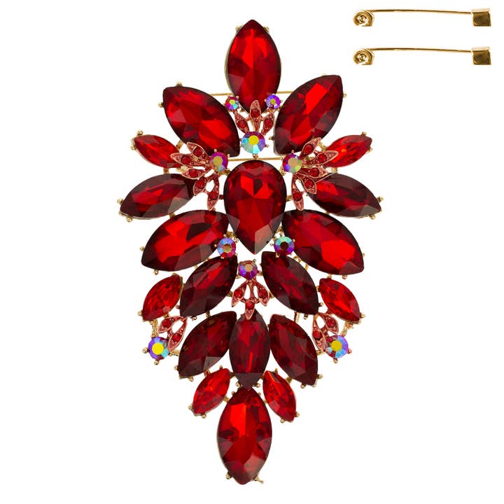 SP Sophia Collection - Wholesale Brooch - Floral Geo Shape Jeweled Cluster Brooch Pin 6