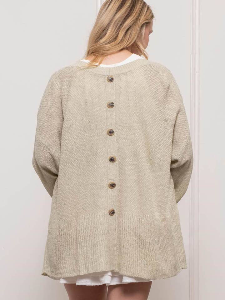 Blu Pepper - Wholesale Cardigan - Women's - PLUS BACK BUTTON CARDIGAN