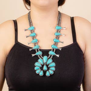 Faux Copper and Ivory Squash Blossom Necklace Western 