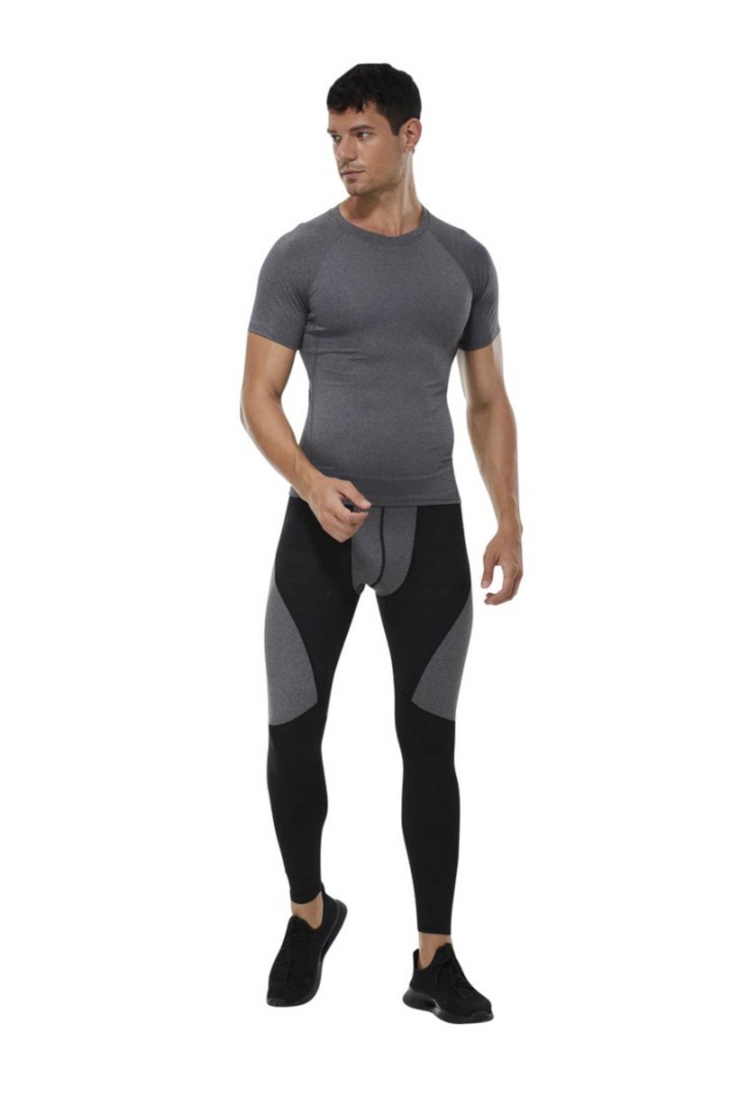 Active by Anna-Kaci - Vente Haut de sport – homme - T-shirt à manches courtes de compression en tissu stretch chiné7