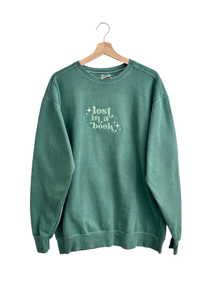 Lost in a Book Crewneck for wholesale by Aislyn and thread Ltd co